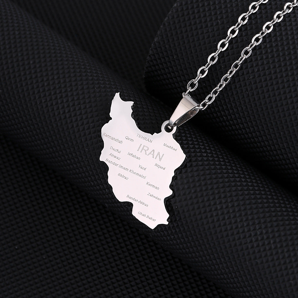 Collana con Pendente Geometrico in Stile Etnico in Acciaio Inox con Pendente in Acciaio al Titanio e Finitura Galvanizzata per Coppie