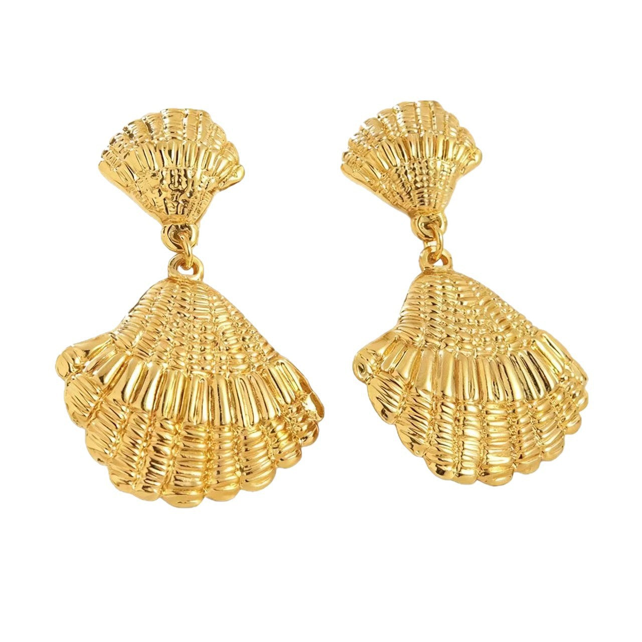 Minimalist Geometric Color Block Stainless Steel Shell Earrings for Women