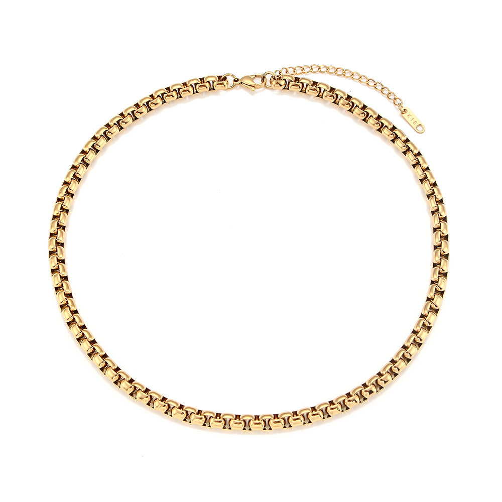 Collana a Catena Snake Geometrica di Tendenza in Acciaio Inossidabile con Placcatura in Oro 18K da Donna