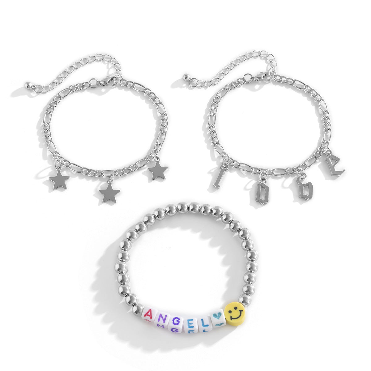 Vintage Ethnic Geometric Star Letter Acrylic Bracelet for Women