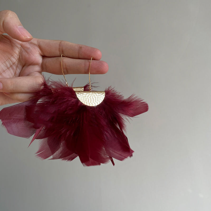 Pendientes Colgantes Étnicos Vintage de Plumas y Borlas para Mujer con Diseño Geométrico y Estética Natural