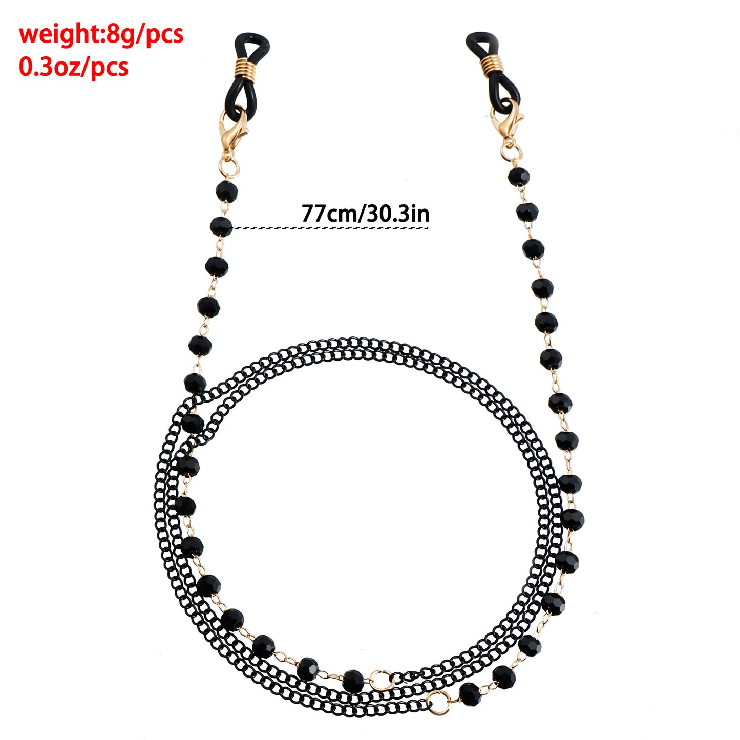 Minimalist Elegant Geometric Metal Chain with Black Crystal Inlay for Women
