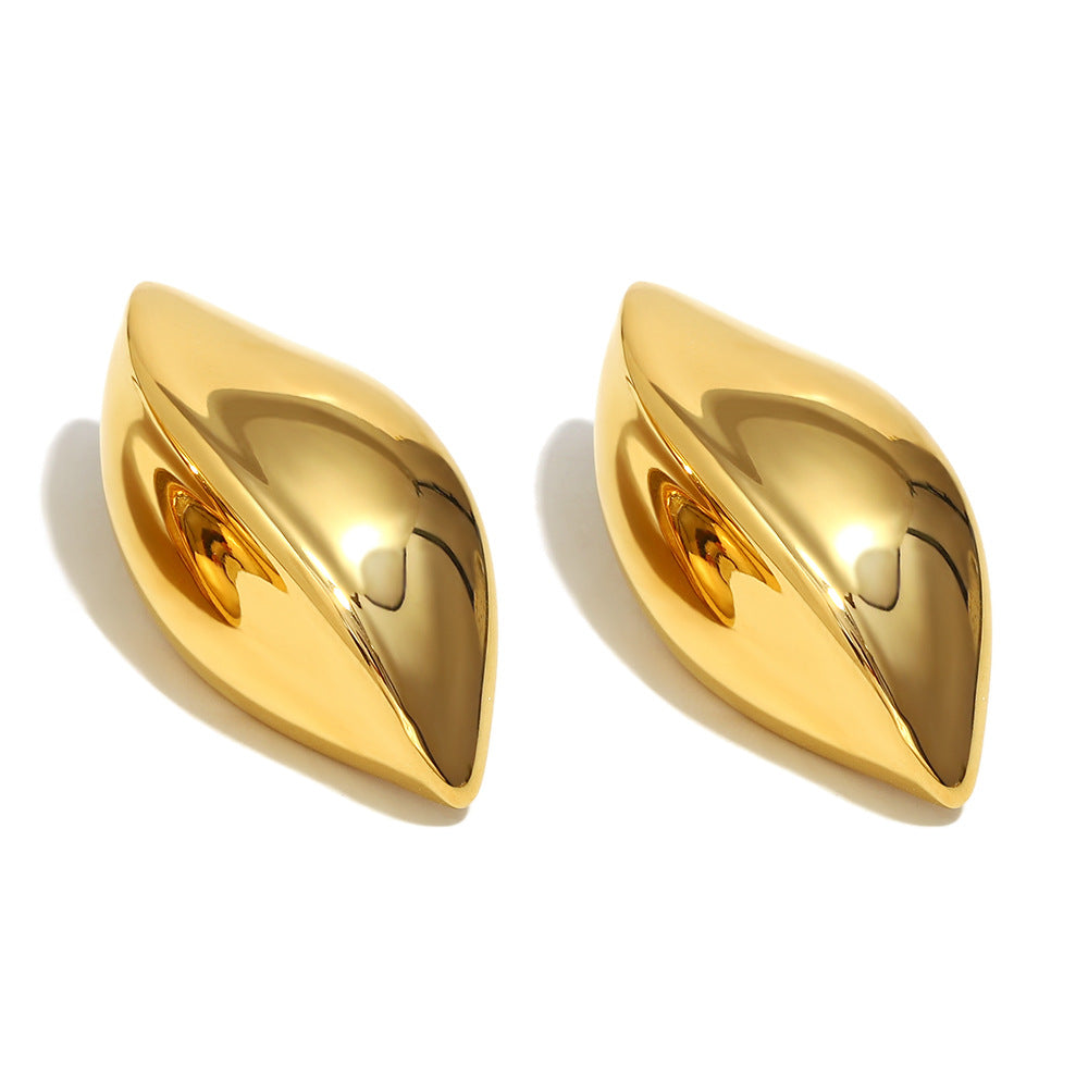Orecchini da donna alla moda in acciaio inossidabile con geometria e placcatura in oro 18 carati