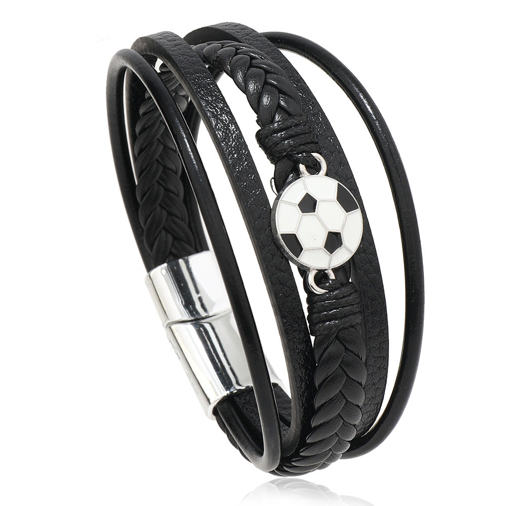 Bracciale personalizzato in pelle con geometrie e chiusura magnetica per uomo e donna