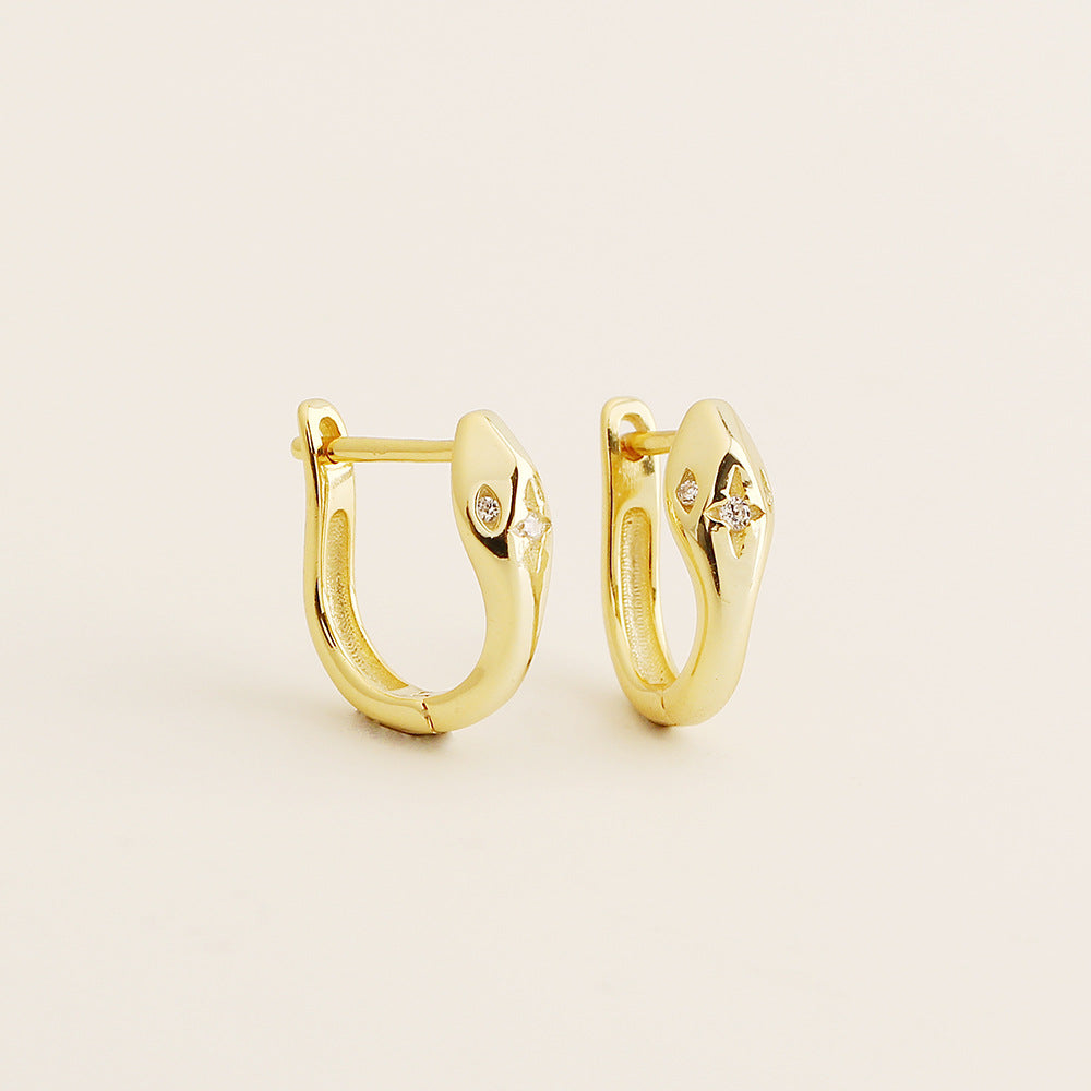 Pendientes minimalistas de plata de ley S925 con forma de estrella y detalles de circonitas para mujer