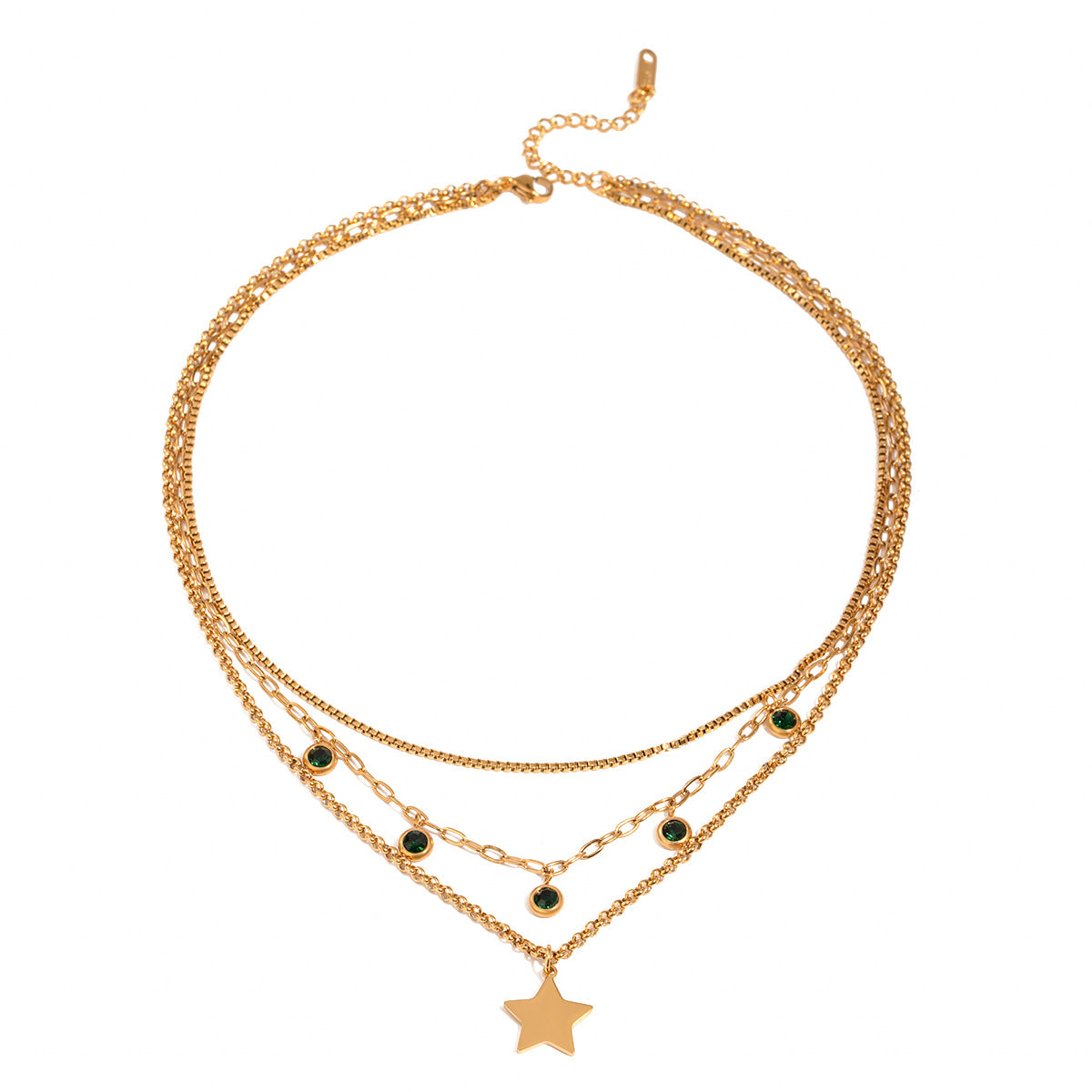 Collana a strati minimalista a forma di stella in acciaio inossidabile con pendente in acciaio al titanio placcato per donna