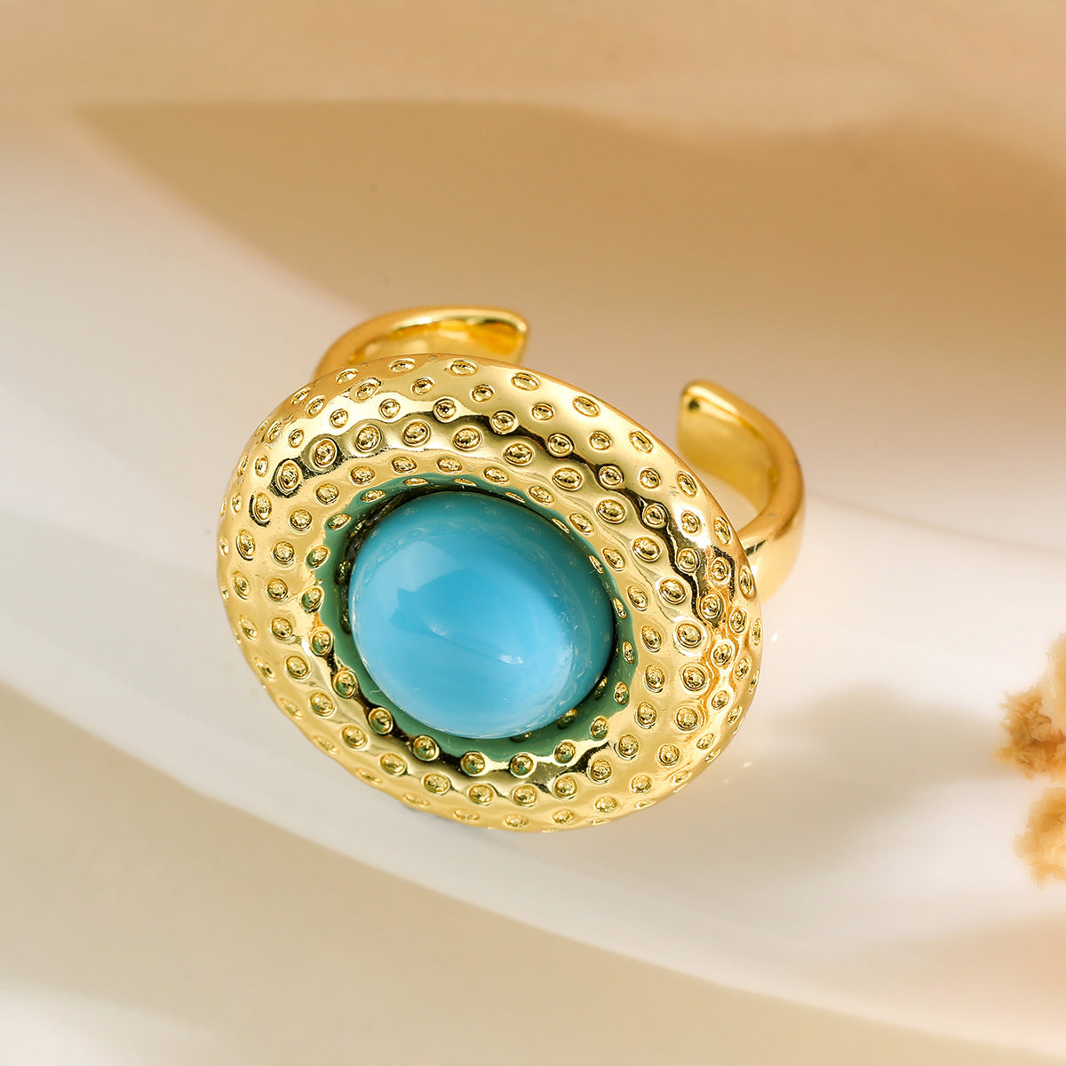 Anello Aperto Geometrico Vintage da Donna in Ottone con Placcatura in Oro 18K, Forma Irregolare, Alla Moda e Versatile