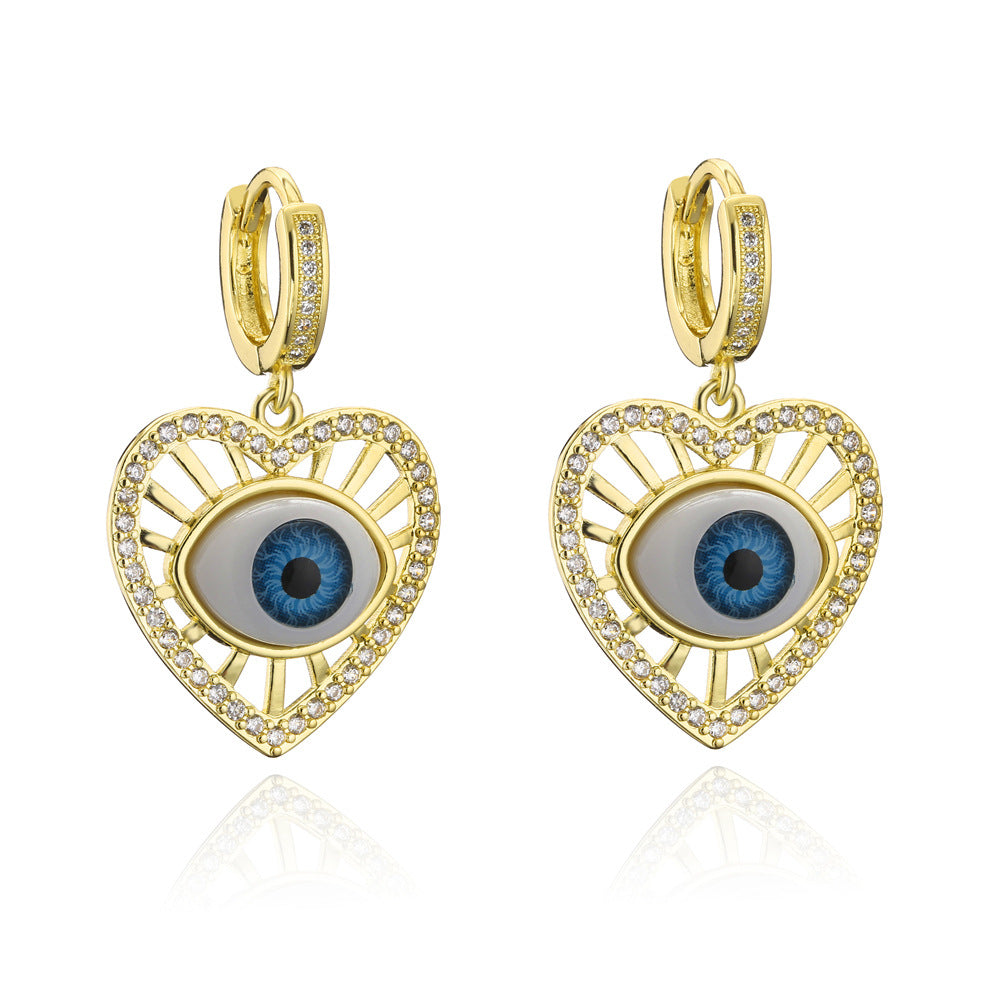 Geometric Gold Plated Brass Cubic Zirconia Inlay Earrings for Women