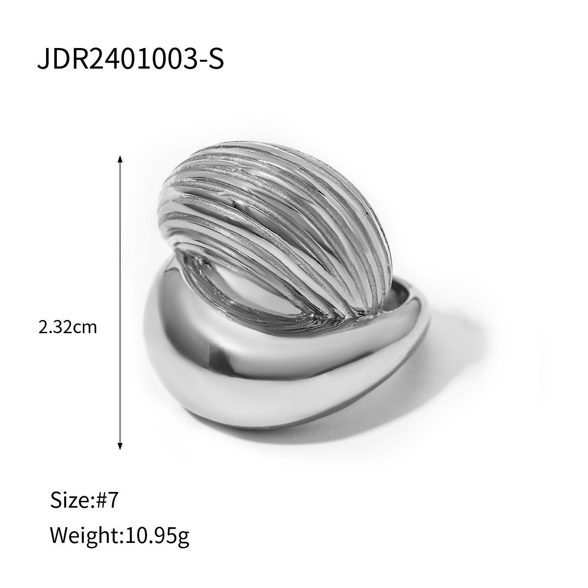 Anello Minimalista Unisex in Acciaio Inossidabile Placcato Oro 18K a Goccia Irregolare con Strisce