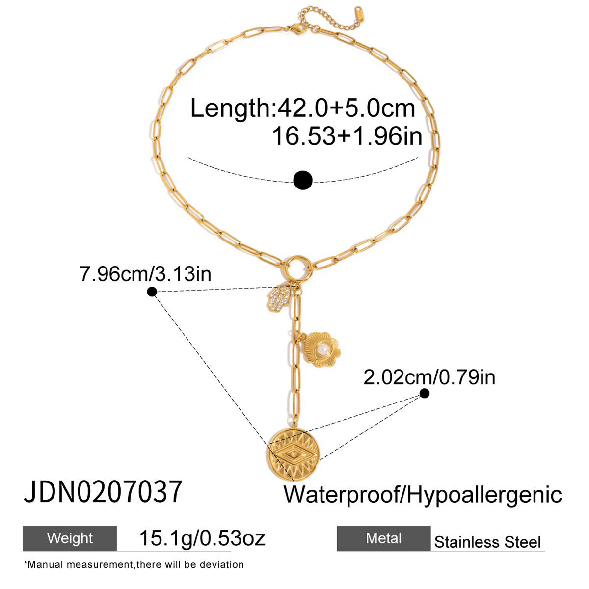 Collana con pendente a croce minimalista da donna in acciaio al titanio placcato, su catena a Y