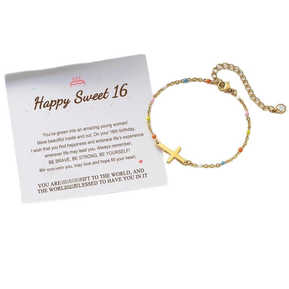 Bohemian Sweet Drip Oil Cross Stainless Steel Bracelet Unisex Gift