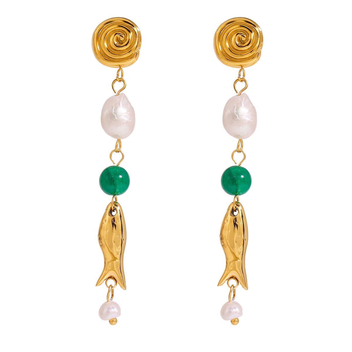 Elegant Geometric Animal Stainless Steel Plated Pearl Stud Earrings for Women