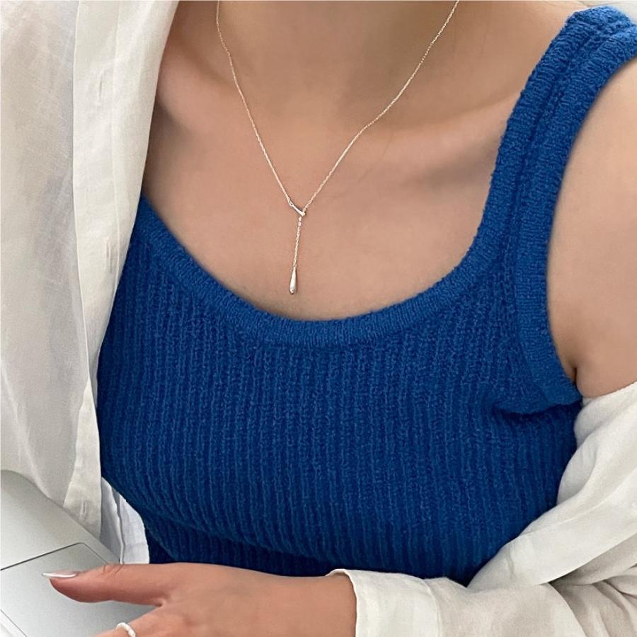 Collar con colgante de lágrima minimalista de plata de ley 925 con acento geométrico