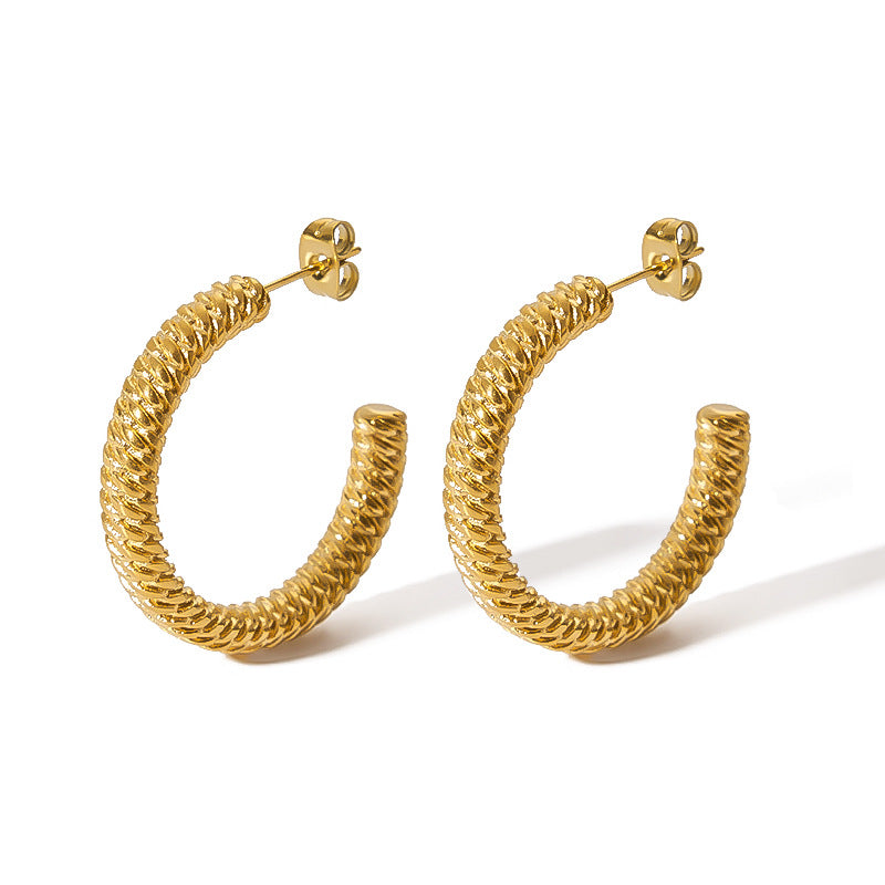 Orecchini minimalisti geometrici a U in acciaio inossidabile placcati oro 18 carati da donna
