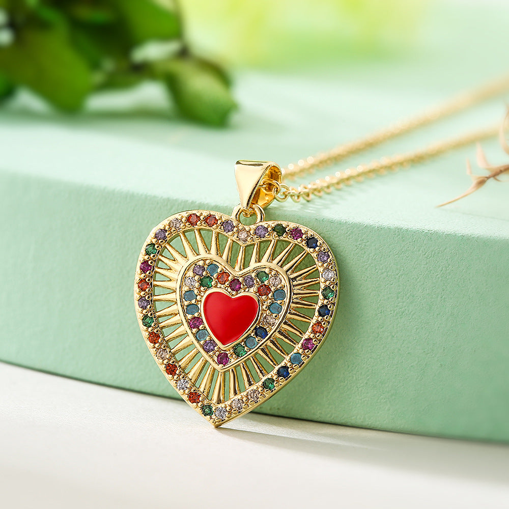 Minimalist Heart-Shaped Copper Pendant Necklace with Gold Plating for Women