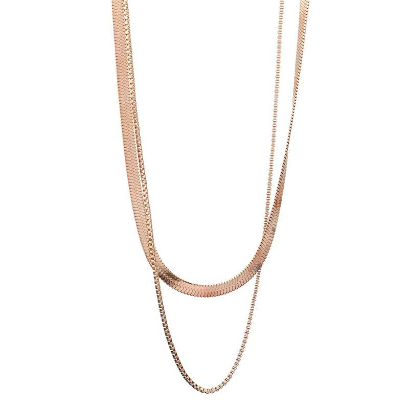 Collana Girocollo Minimalista da Donna in Acciaio al Titanio con Catena a Serpente e Design Geometrico