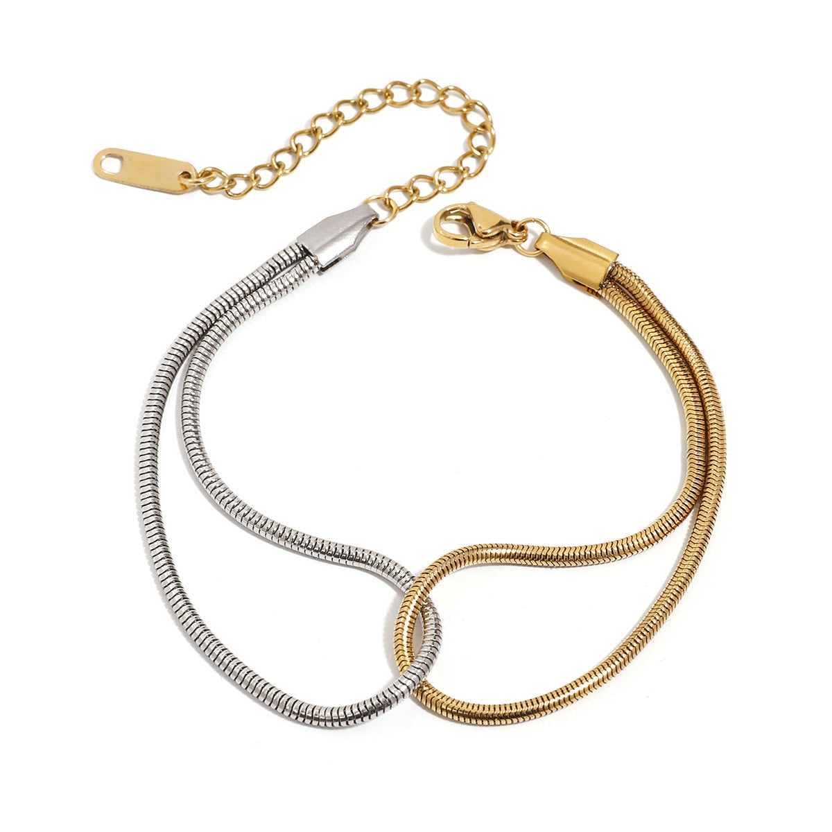 Pulsera geométrica de acero inoxidable chapado para mujer con estilo moderno minimalista y diseño de líneas limpias