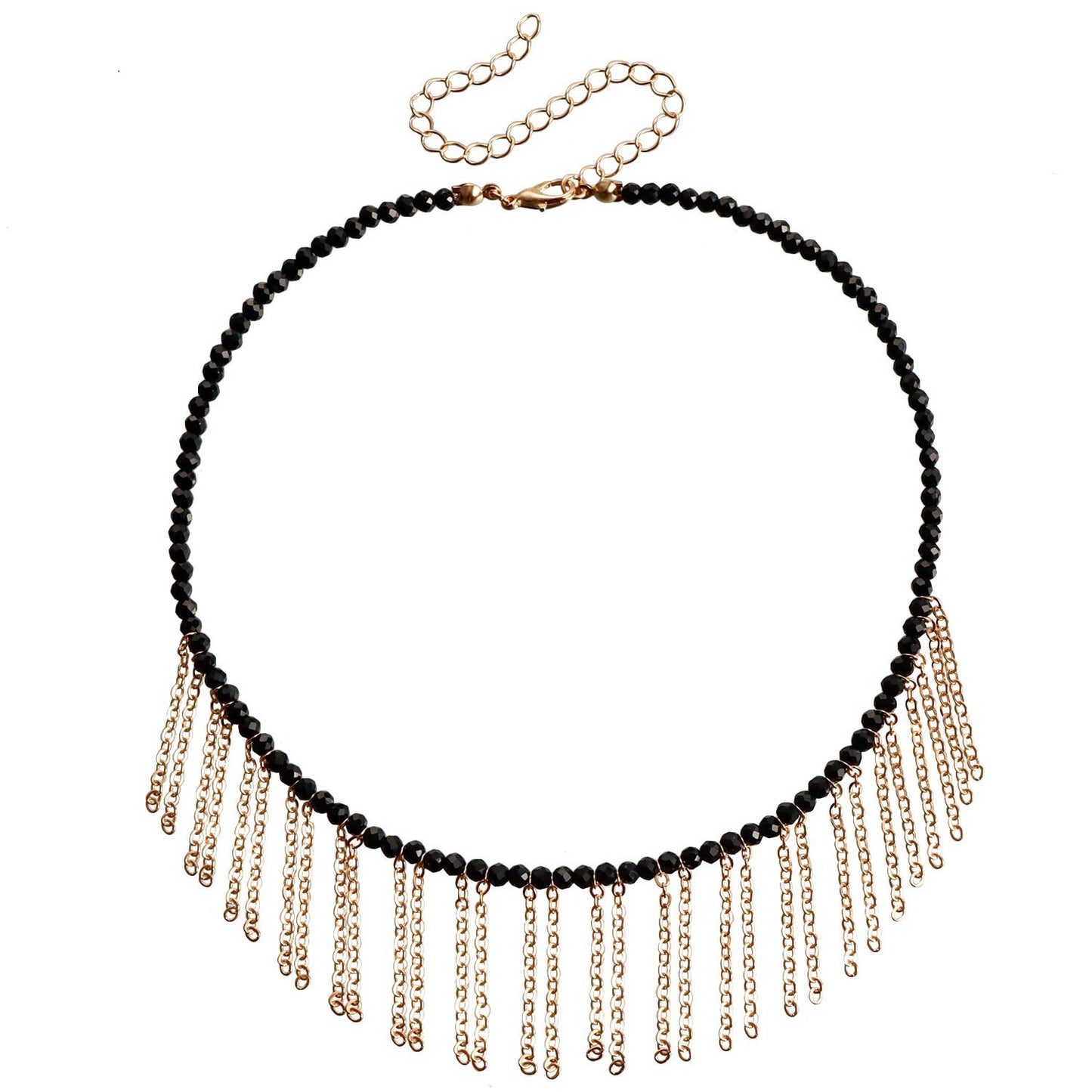 Collar con colgante minimalista de perlas geométricas para mujer, con cadena fina bañada en oro y diseño a la altura de la clavícula