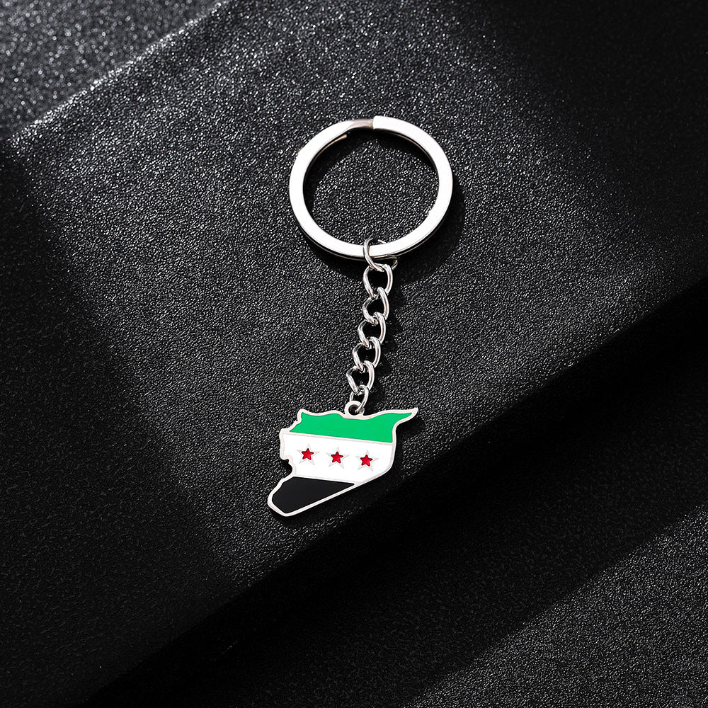 Accessorio Portachiavi con Ciondolo in Acciaio al Titanio Smaltato Stile Etnico