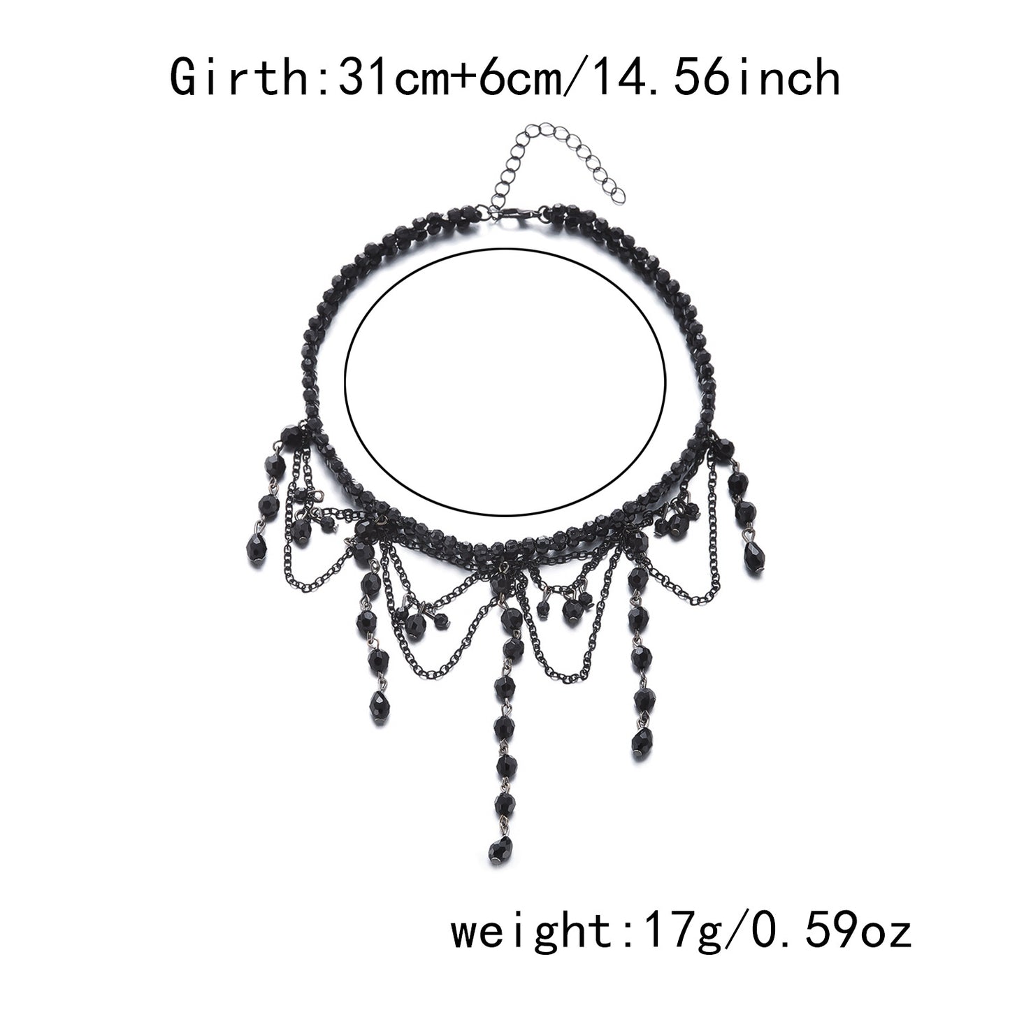 Collana pendente geometrica da donna stile gotico vintage scuro con perline di cristallo e dettagli fatti a mano