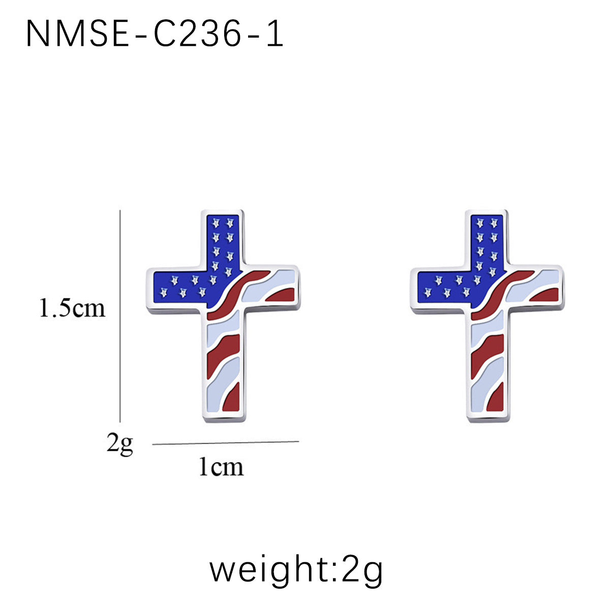 Minimalist Geometric Titanium Steel Cross Flag Stud Earrings with Plated Finish for Unisex Fashion Wear