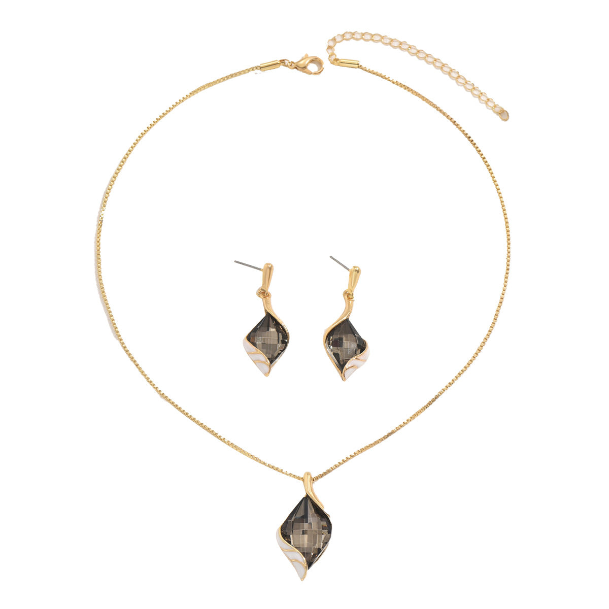 Juego de collar y pendientes de aleación con incrustaciones de diamantes de imitación de estilo geométrico para mujer, cadena de clavícula con apariencia de diamante