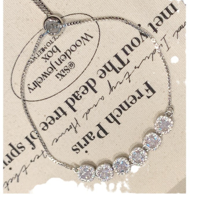 Elegant Sweet Square Gold Plated Brass Cubic Zirconia Inlay Bracelet for Women