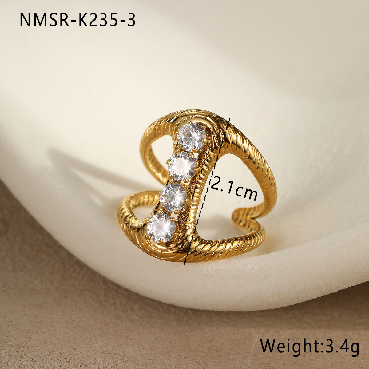 Anillo minimalista geométrico de acero inoxidable con baño de oro de 18 quilates para mujer, banda ajustable apilable