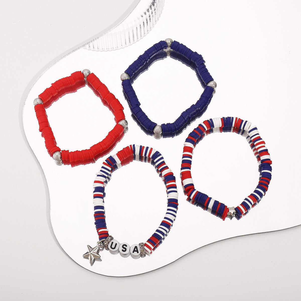 Handmade Polymer Clay Star and Letter Bracelet for Women with Geometric Design and Personalized Style