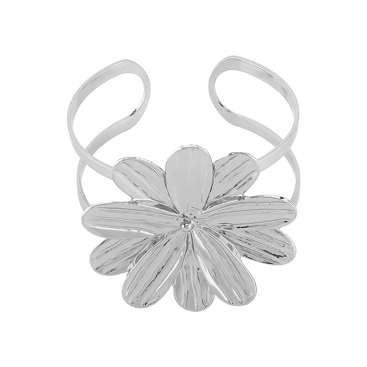 Bracciale Floreale Esagerato in Lega con Finitura Placcata per Donne, Bracciale Rigido Aperto Regolabile con Estetica Instagram e Stile Personalizzato