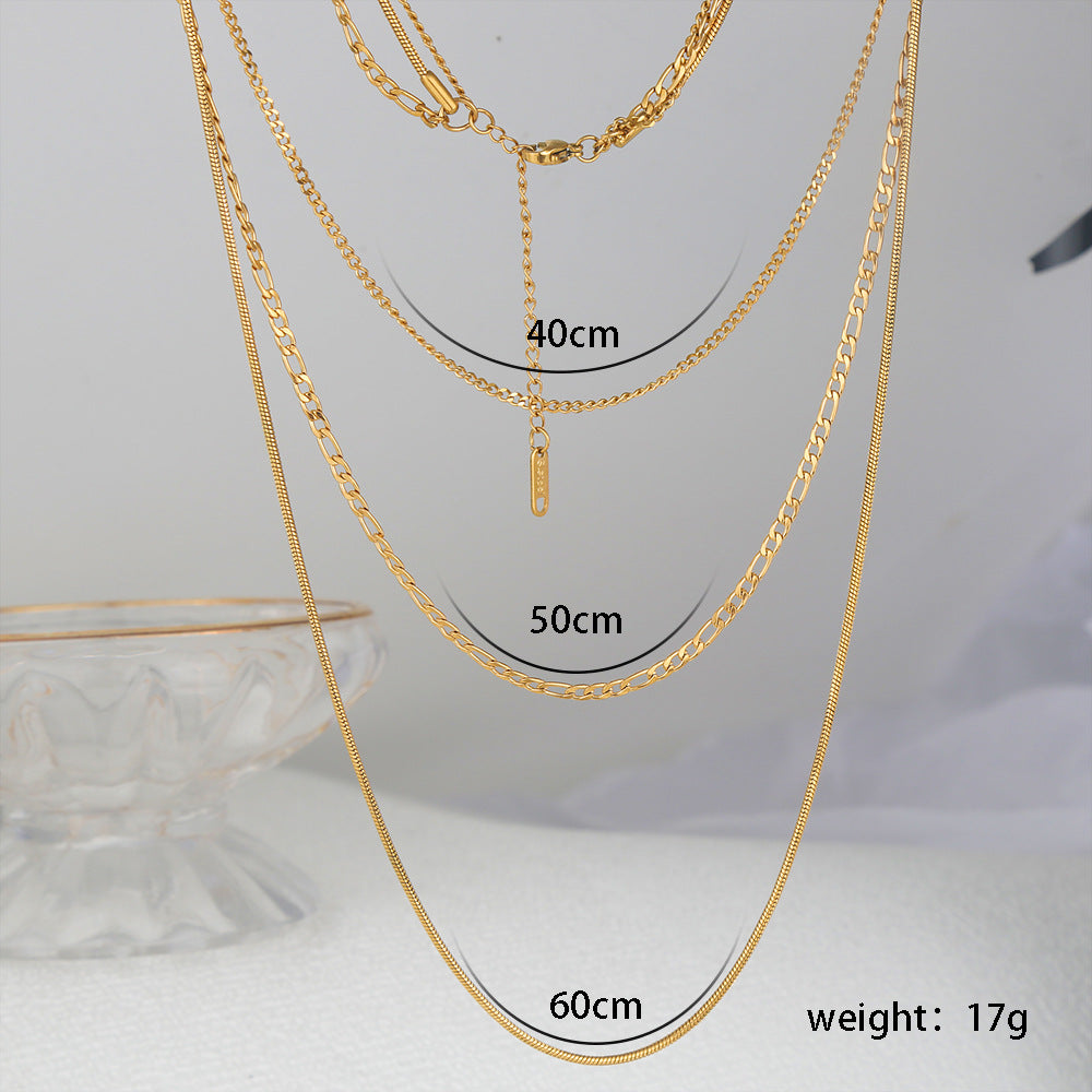 Set di collane a clavicola impilabili a forma di U minimaliste in acciaio inossidabile placcato oro da donna