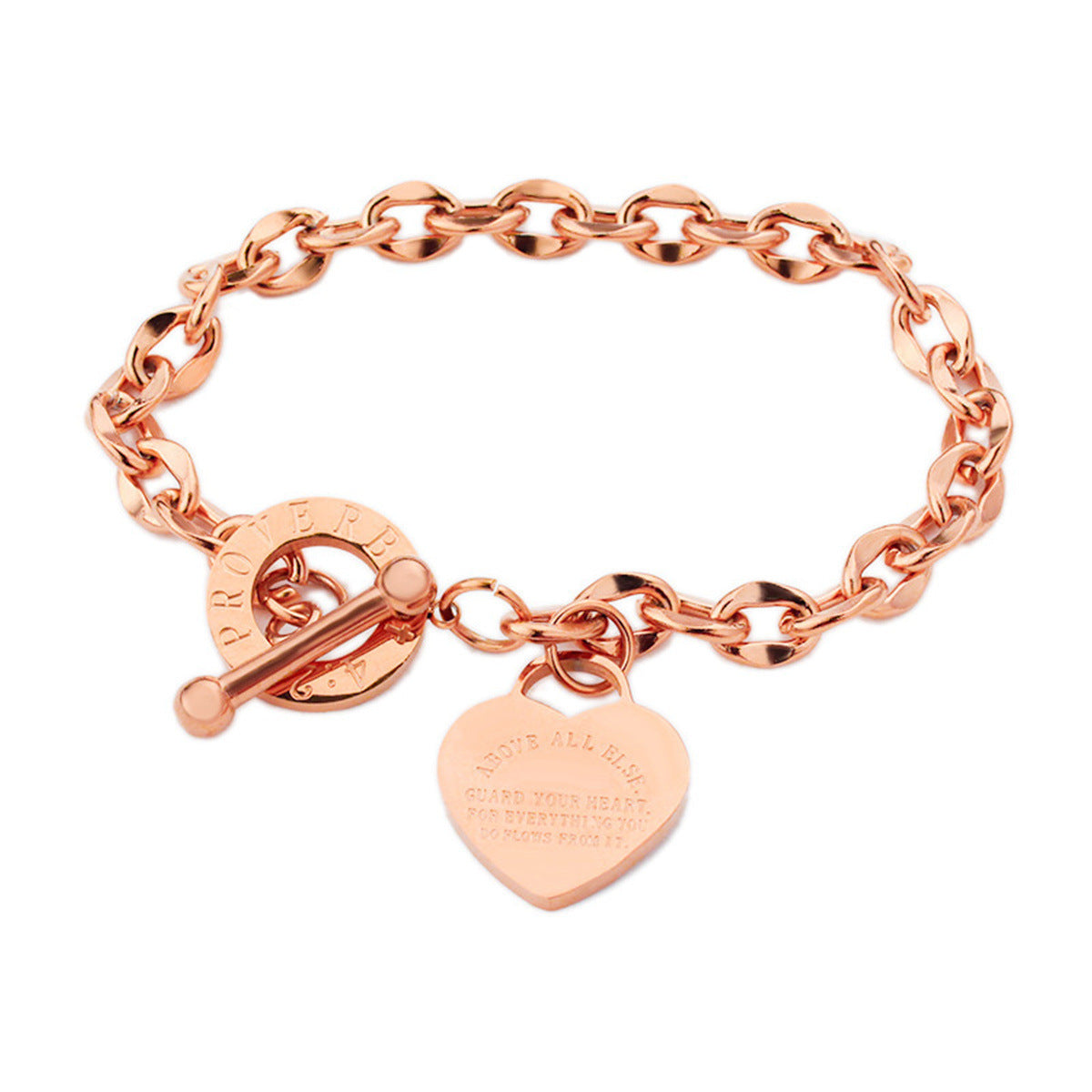 Minimalist Heart-Shaped Stainless Steel Bracelet with Plated Finish for Women, Fashionable Adjustable OT Clasp Design