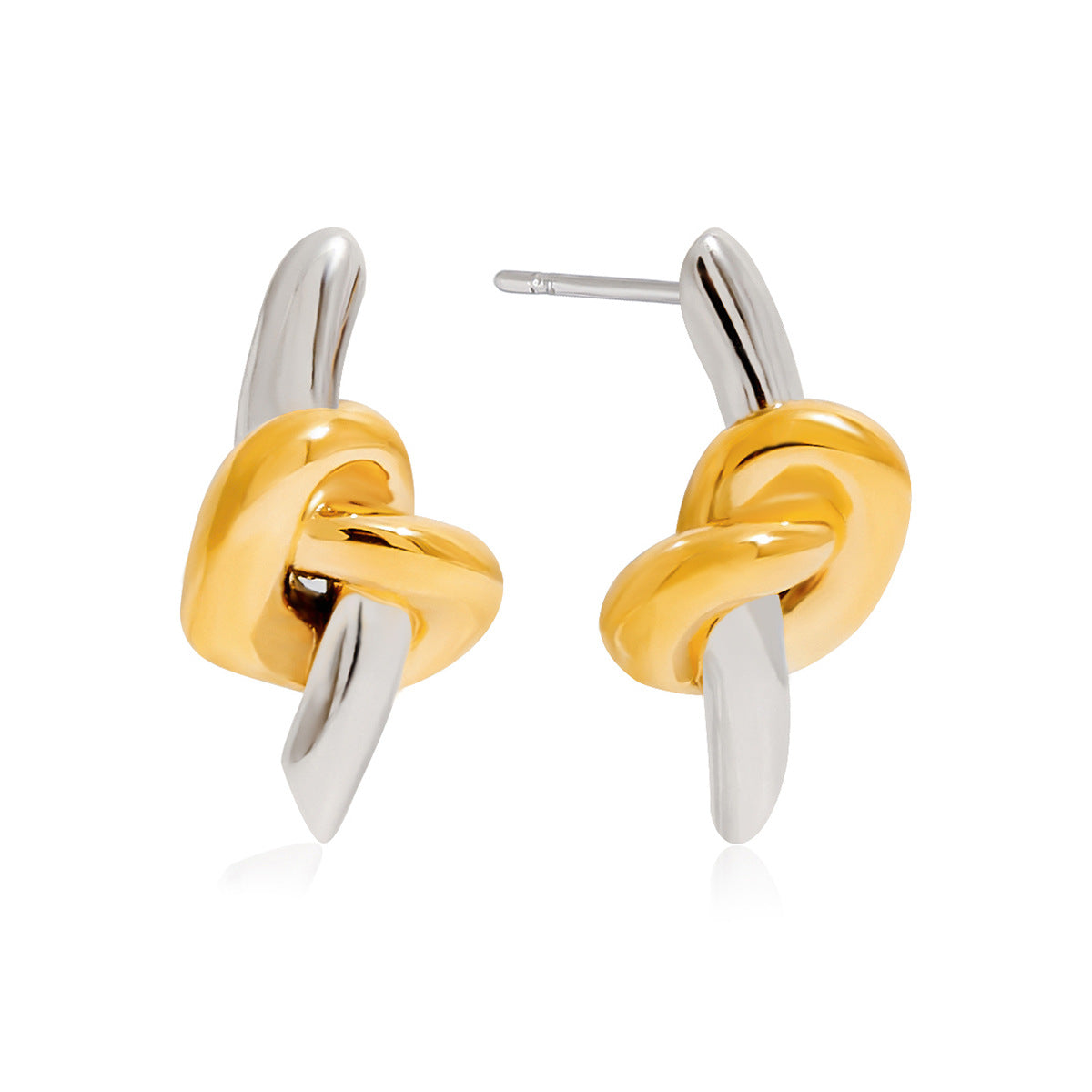Orecchini a perno da donna in acciaio inossidabile dal design minimalista a nodo con finitura placcata e forma geometrica