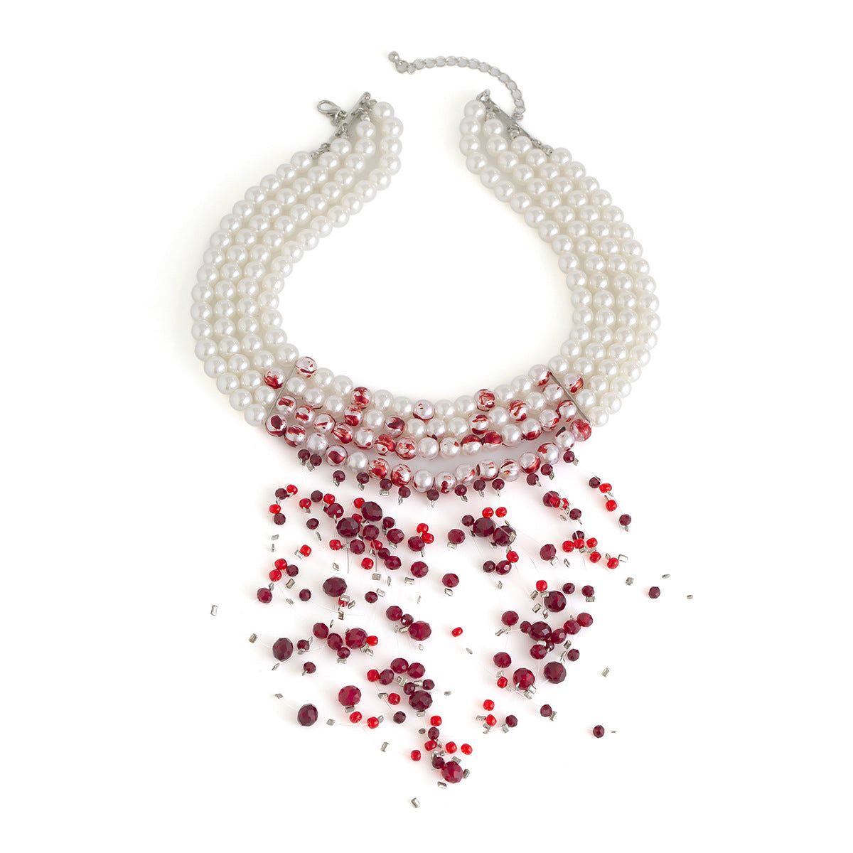 Gargantilla Gótica Vintage con Perlas de Imitación, Colgante de Cristal y Borlas para Mujer