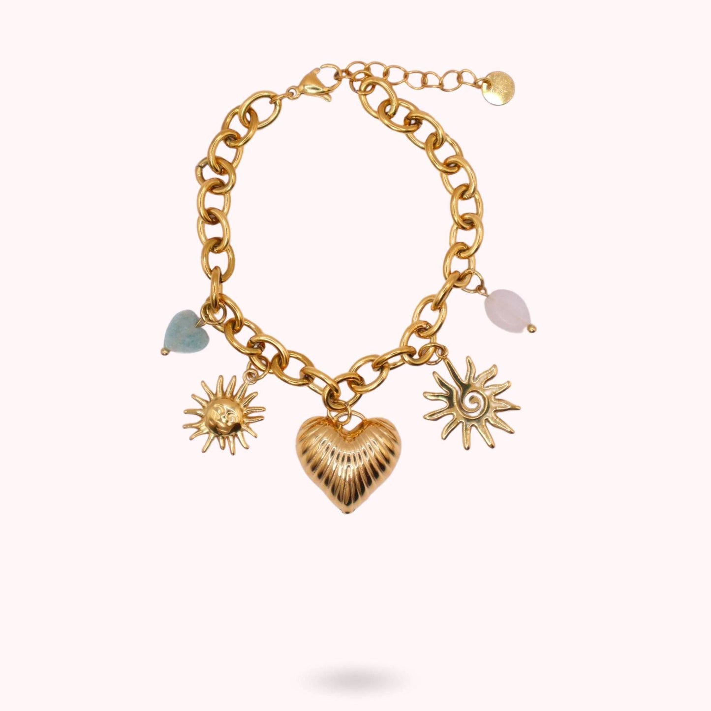 Collana Pendente Vintage a Stella in Acciaio al Titanio con Accenti di Perle e Catena a O Placcata Oro 18K per Uso Unisex