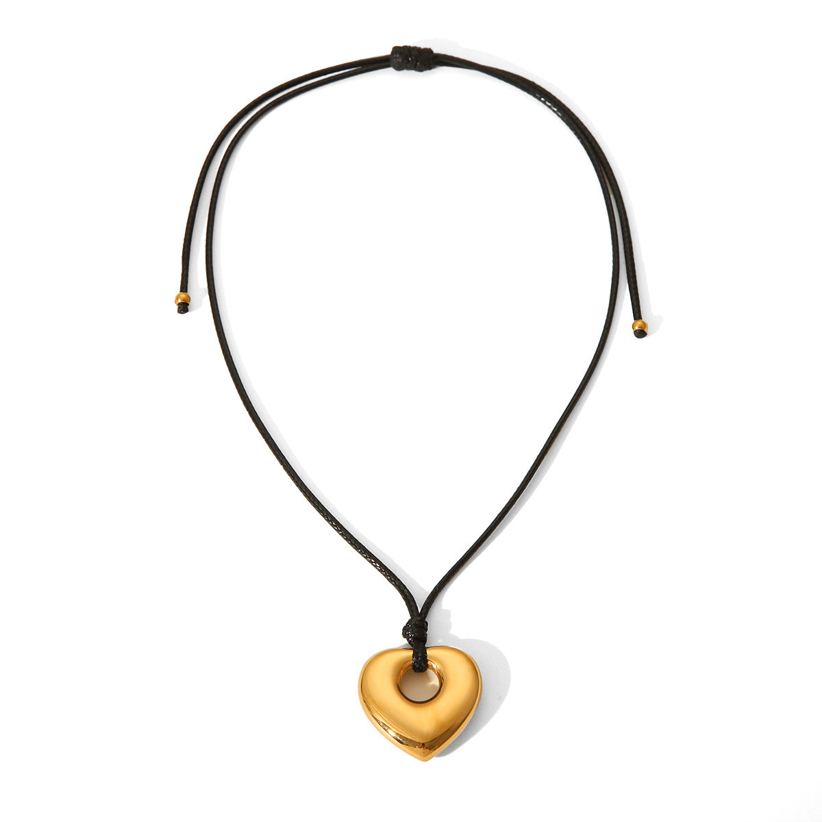 Minimalist Hollow Heart Stainless Steel Pendant Necklace for Women with Plated Finish