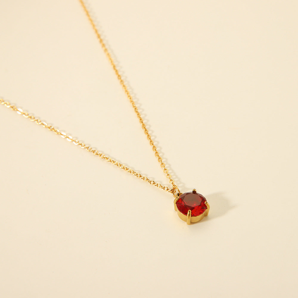 Collana Minimalista in Acciaio al Titanio Geometrica con Intarsio di Strass per Donna, Gioiello con Pendente Ipoallergenico e Resistente allo Sbiadimento