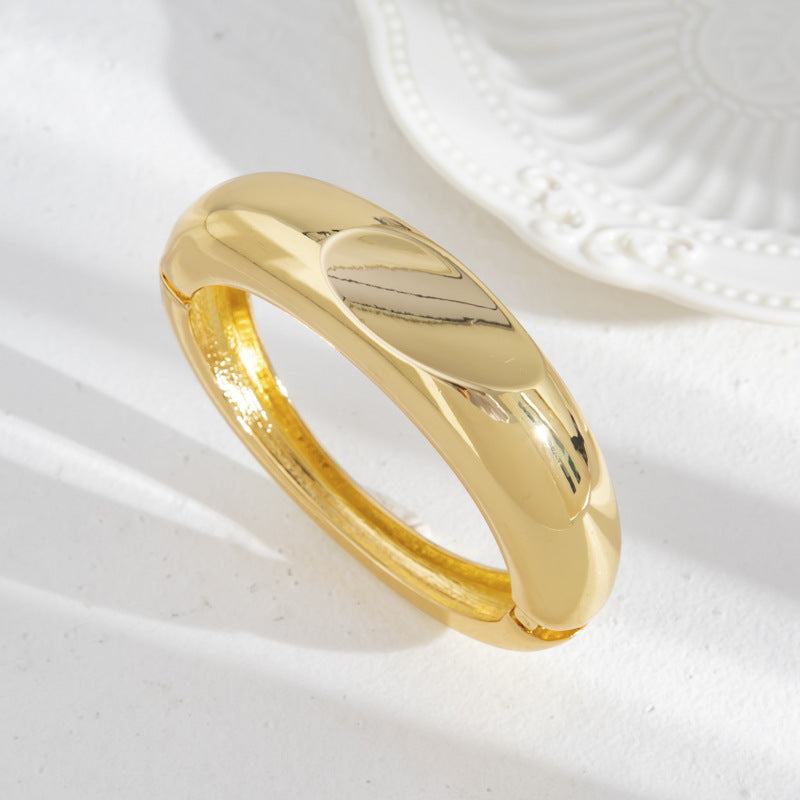 Irregular Wavy Plated Zinc Alloy Spring Cuff Bracelet
