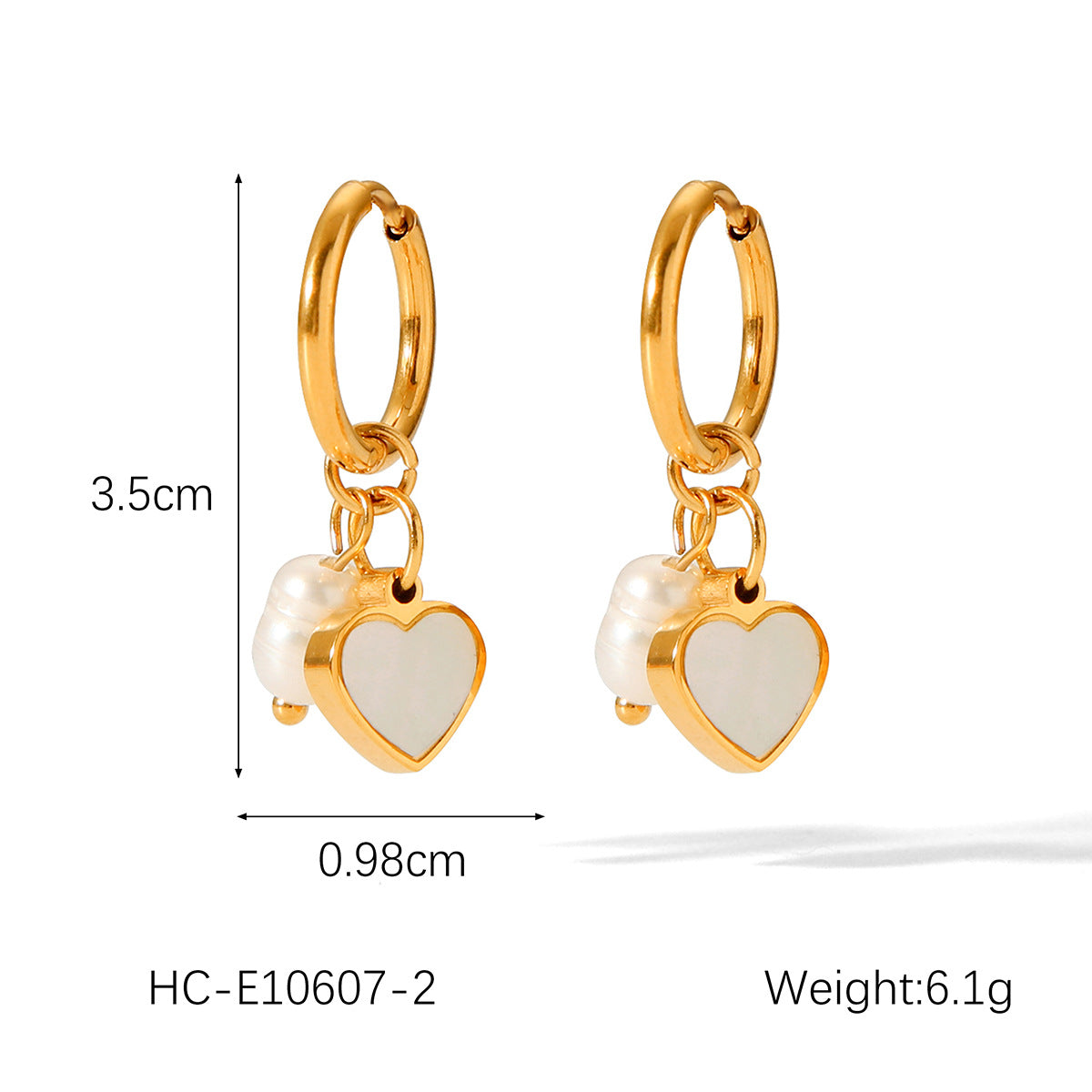 Minimalist Heart Star Pearl and Abalone Inlaid Stainless Steel Earrings for Women with Plated Finish
