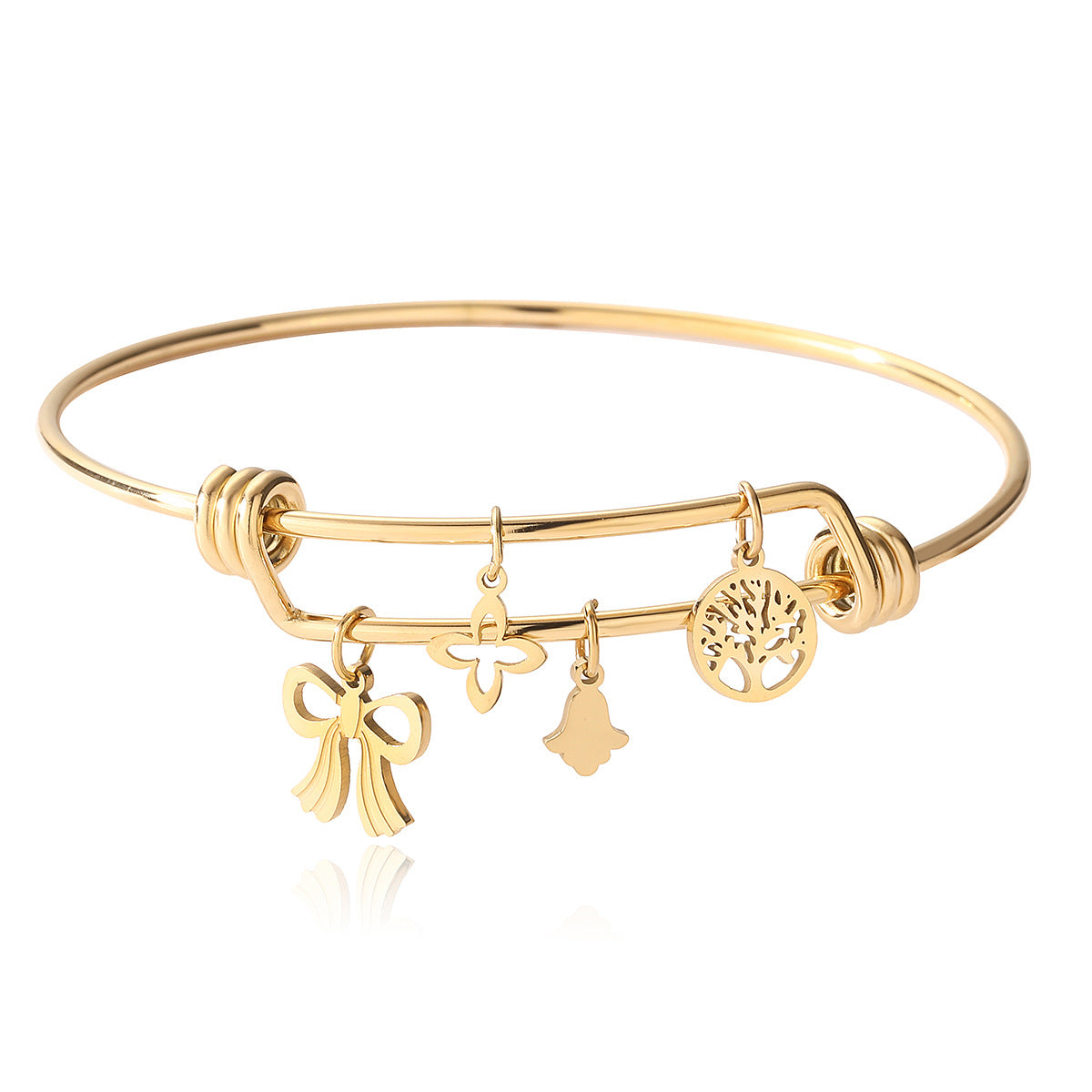Pulsera de moda minimalista con nudo de mariposa Árbol de la vida para mujer, chapada en acero inoxidable