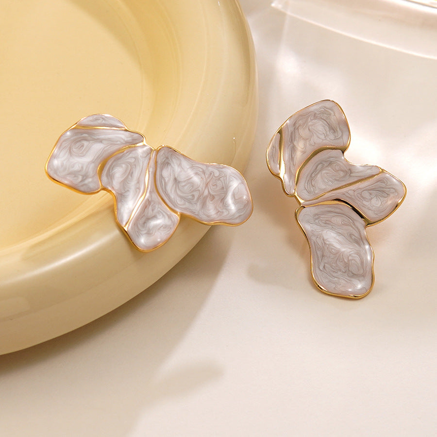 Elegant Stainless Steel Drip Oil Floral Earrings