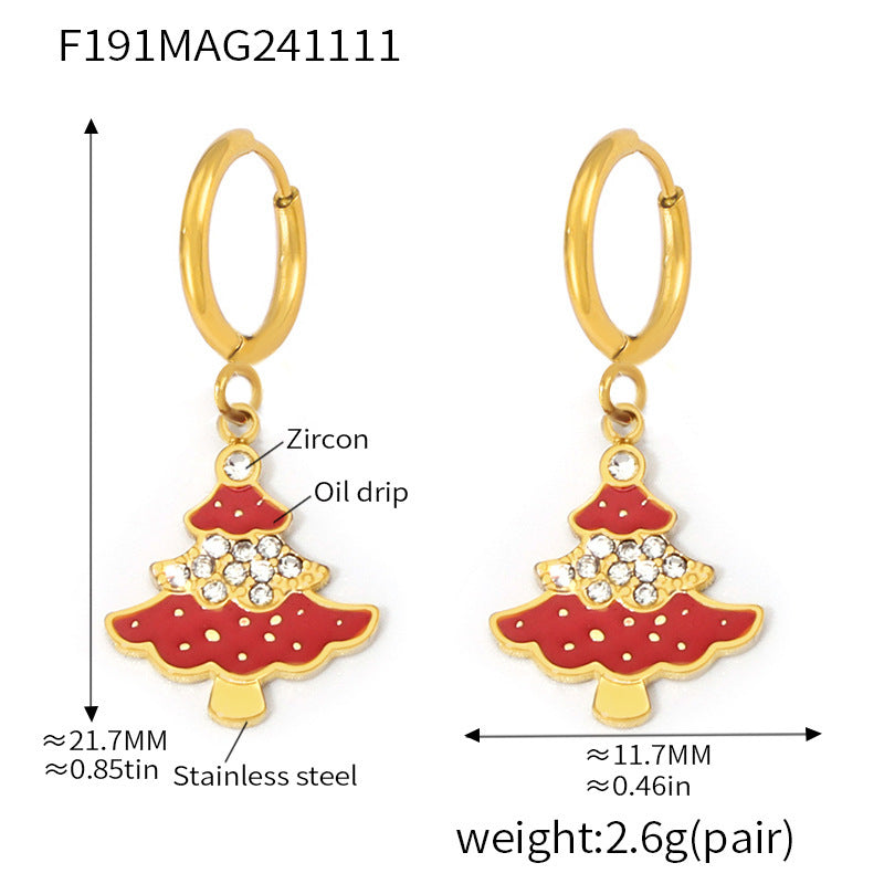 Set collana con ciondolo a ruota panoramica in stile di lusso con smalto e zirconi su catena in acciaio inossidabile da donna