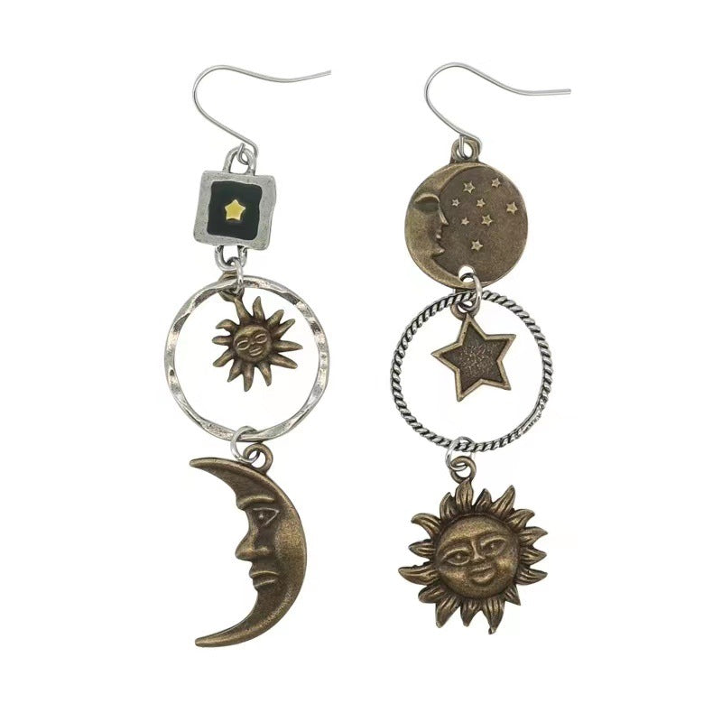 Orecchini a Gancio da Donna Girasole Bohémien Vintage con Placcatura in Lega e Perni in Argento Sterling, Orecchini Minimalisti alla Moda con Design a Motivo Naturale