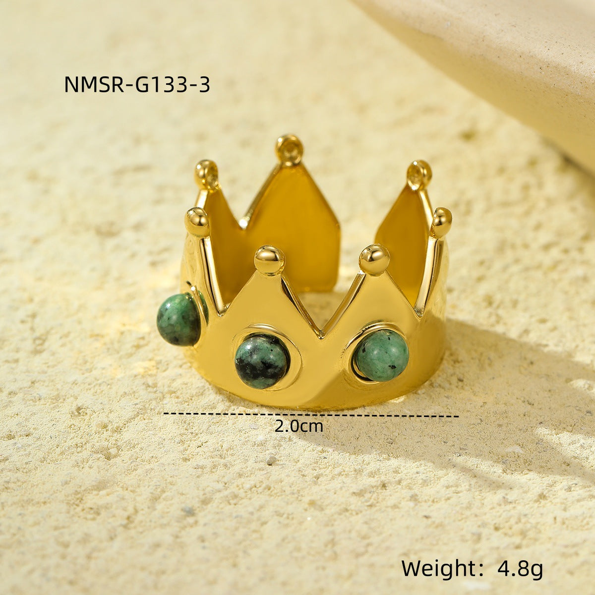 Anello minimalista a forma di corona in acciaio inossidabile placcato oro 18 carati con fascia aperta regolabile da donna