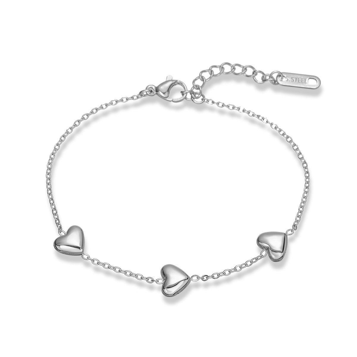 Minimalist Heart-Shaped Stainless Steel Bracelet for Women with 18K Gold Plating, Hypoallergenic and Fade-Resistant