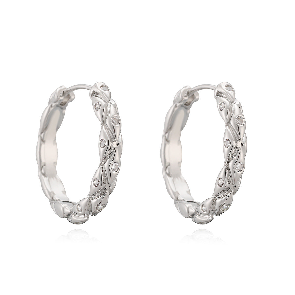Minimalist Luxury 18K Gold Plated Brass Geometric Cubic Zirconia Hoop Earrings for Women