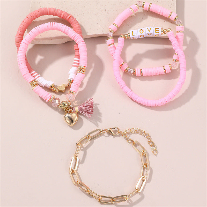 Set di cavigliere per bambini con farfalla a cuore dallo stile chic, labbra rosse, pendente in resina e accento a stella
