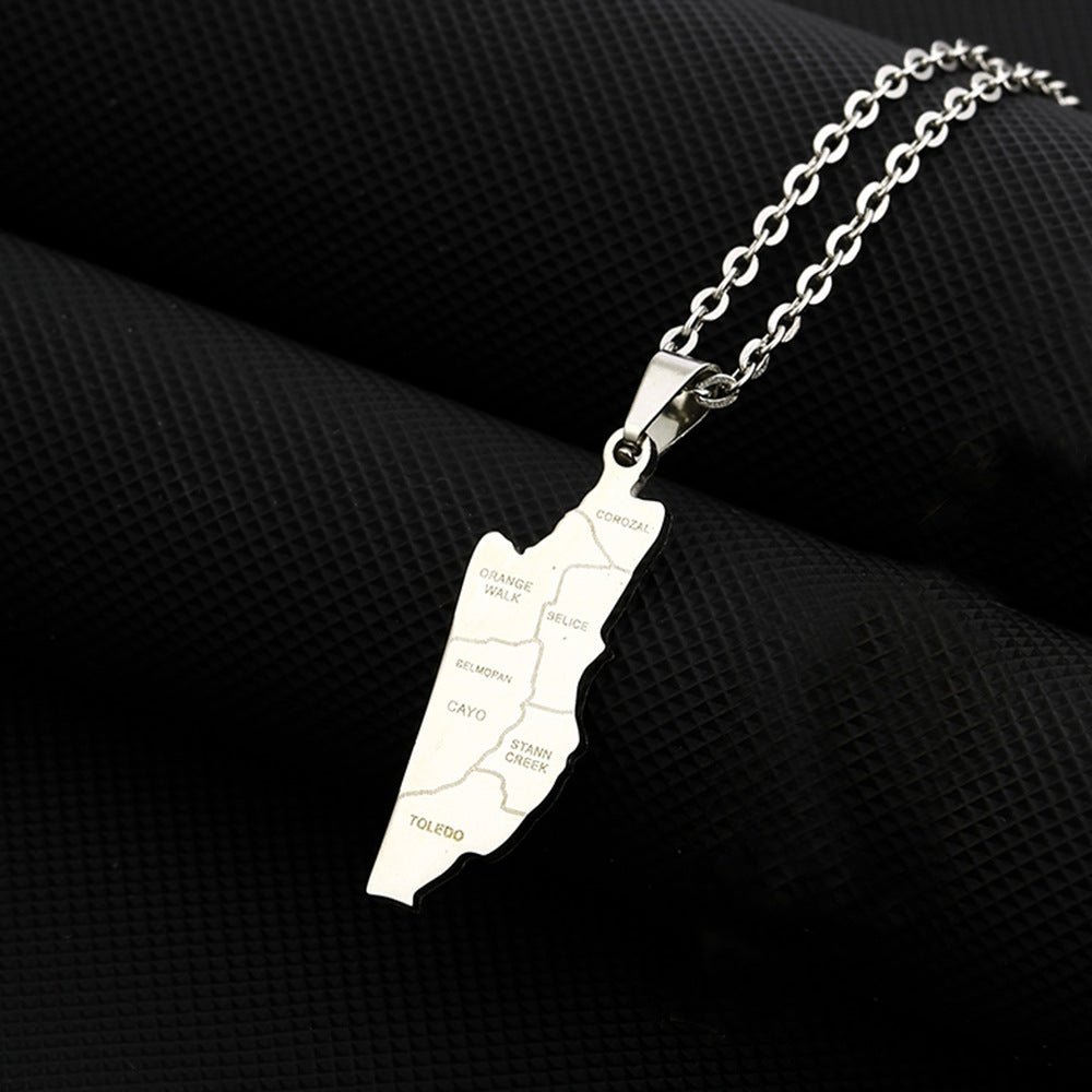 Collar con colgante esmaltado geométrico vintage de acero inoxidable con dije de acero de titanio en cadena tipo O para unisex