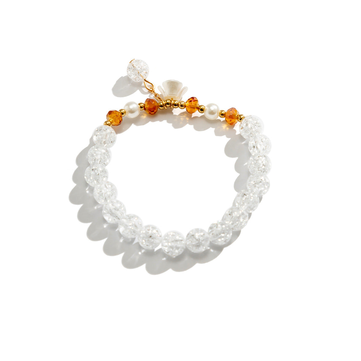Bracciale Elastico con Perline Turchesi e Dettagli Floreali Rustici a Forma di Farfalla con Cristalli Micro-Pave
