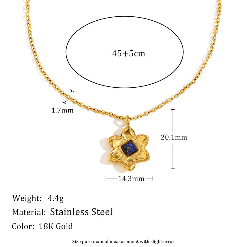 Parure Collana e Orecchini da Donna in Acciaio Inossidabile con Fiori Stile Vintage e Placcatura in Oro 18K